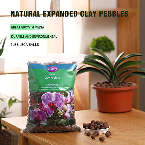 Natural Organic Clay Pebbles, 5LBS 8mm-18mm Expanded Leca Balls Plant Garden Soil, Grow Media for Hydroponics, Decoration, Aquaponics, Gardening Essentials