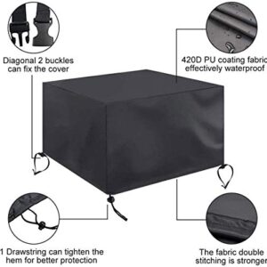 FLR Square Fire Pit Cover, 51x51x25 Inch,Waterproof 420D Heavy Duty Gas Fire Pit Cover, Patio Furniture Cover,All-Season Protection Fire Pit Cover,Black (51x51x25in)