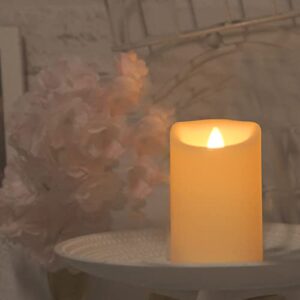 3″x5″ waterproof battery operated led pillar candle outdoor flameless flickering fake plastic resin electric light with timer for birthday baby party wedding decoration patio garden home decor