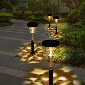 kinbedy solar pathway lights outdoor 4 pack, color changing+warm white led solar lights, ip65 waterproof solar powered garden lights for walkway yard backyard lawn decorative
