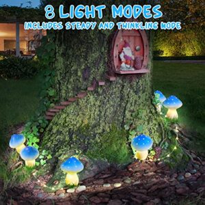 Solar Garden Lights, 3 Pack Mini Mushroom Solar Lights with 18 LEDs, 8 Modes Solar String Lights Outdoor Waterproof Cute Blue Mushroom Decoration Landscape Lights for Yard, Lawn, Patio, Flowerpot