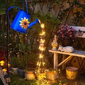 Solar Waterfall Garden Decor Lights,60 LED Running Water Flashing，Waterproof Solar Watering can Lights, Yard Decor for Outside for Porch Lawn Backyard Landscape Pathway Patio Gifts (Chrysanthemum)