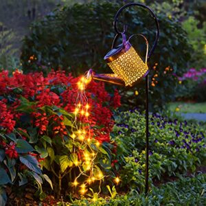 upgrade large watering can with lights – solar garden lights, waterproof solar lanterns garden decorations for outdoor, pathway, yard, deck, lawn, patio, walkway, courtyard party decor gardening gift