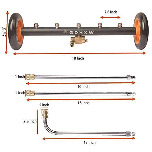 GDHXW Dual-Function 5 Nozzles Undercarriage Cleaner Undercarriage Washer Water Broom 3 Extension rod MAX 5000PSI Large 18 IN