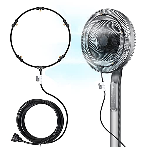 Fan Misting Kit, Outdoor Fan Misters for Cooling, Misting Fans for Outside, 19.6FT Misting Line + 5 Brass Nozzles Misters Connects to Outdoor Fan