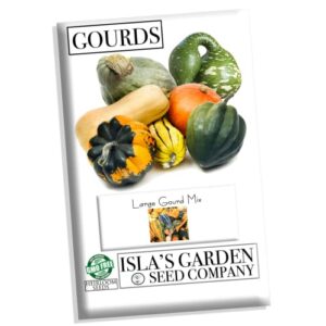 “large gourd mix” squash seeds for planting, 25+ heirloom seeds per packet, (isla’s garden seeds), non gmo seeds, great home garden gift, decorative squash gourds