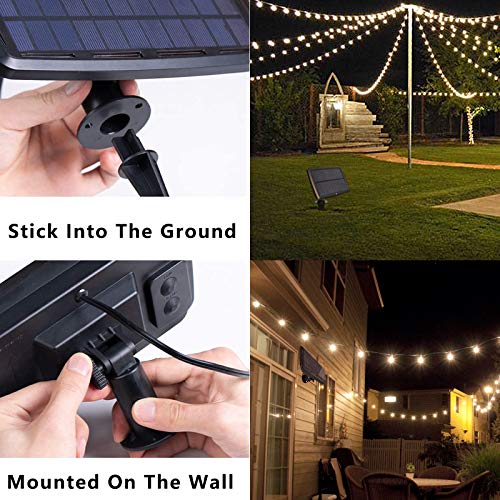 SUNTHIN Solar String Lights Outdoor, 97ft Solar Patio Lights with 48 Shatterproof G40 LED Bulbs, Waterproof Solar Powered Outdoor Lights for for Garden, Backyard, Porch, Deck, Pergola, Camping, Party