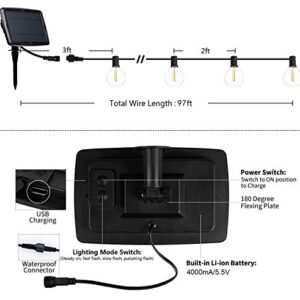 SUNTHIN Solar String Lights Outdoor, 97ft Solar Patio Lights with 48 Shatterproof G40 LED Bulbs, Waterproof Solar Powered Outdoor Lights for for Garden, Backyard, Porch, Deck, Pergola, Camping, Party