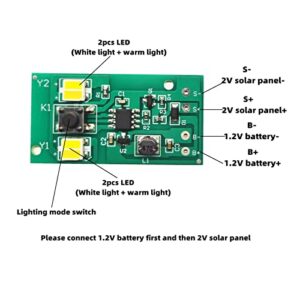Emoshayoga Solar Light Control Panel, Solar Lamp Control Board Constant Current Driving 1.2V PCB High Drive Efficiency 2 Set Durable for Garden