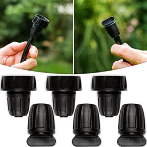 Carpathen Drip Irrigation Parts 5/16-6 Pack: 3 x PVC Female Hose Thread Non-Swivel Adapter to 5/16" tubing and 3 x Barbed Threaded End Plugs - Drip Irrigation Fittings