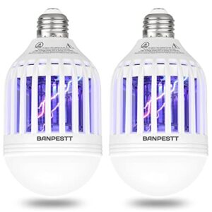 [2-pack] banpestt bug zapper light bulb – 2 in 1 indoor mosquito zapper gnat trap- electric fly insect killer&bug catcher for home backyard patio