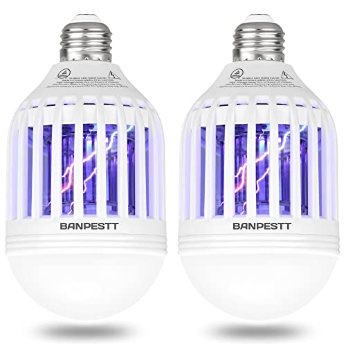 [2-Pack] BANPESTT Bug Zapper Light Bulb - 2 in 1 Indoor Mosquito Zapper Gnat Trap- Electric Fly Insect Killer&Bug Catcher for Home Backyard Patio