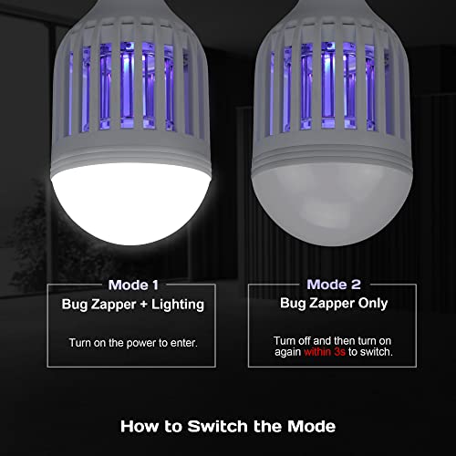 [2-Pack] BANPESTT Bug Zapper Light Bulb - 2 in 1 Indoor Mosquito Zapper Gnat Trap- Electric Fly Insect Killer&Bug Catcher for Home Backyard Patio