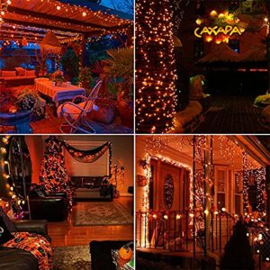 iBaycon Solar Christmas Lights Outdoor, 200 LED 72ft Orange Solar Lights, 8 Modes Waterproof Christmas Solar String Lights for Halloween Garden, Patio, Fence(Orange)