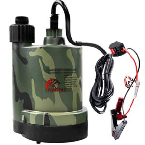 tigeroar 12v dc submersible water pump 1500 gph thermoplastic water transfer pump with 20 ft. cord and 3/4 in. garden hose adapter for utility pump camouflage color