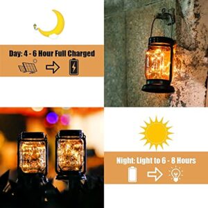 Hanging Solar Lights Outdoor - 2 Pack Solar Powered Waterproof Landscape Christmas Lanterns with Retro Design for Patio, Yard, Garden and Pathway Decoration (Warm Light)