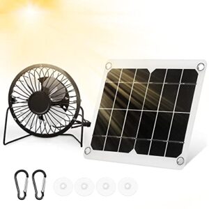 roceei 10w 4 inch mini solar panel powered fan outdoor double usb solar panel and usb solar panel fan waterproof mini portable cooling fan for greenhouse home dog chicken house car ventilation system