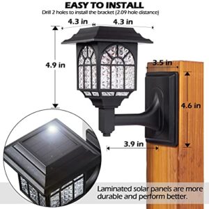 LeiDrail Solar Fence Lights, 2 Pack Solar Lights Outdoor Waterproof Lantern Warm White LED Wall Deck Post Landscape Lighting for Garden Yard Patio Front Door