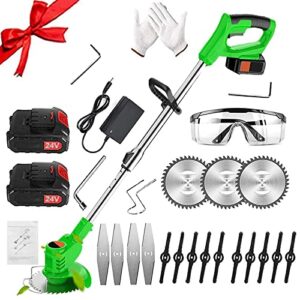 cordless string trimmer electric weed eater battery powered 24v weed wacker 3-in-1 cutting tool lawn trimmer edger height adjustable low noise brush cutter for lawn, yard, garden, bush1