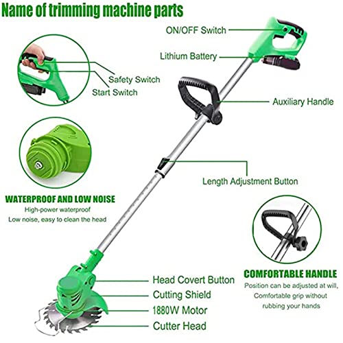 Cordless String Trimmer Electric Weed Eater Battery Powered 24v Weed Wacker 3-in-1 Cutting Tool Lawn Trimmer Edger Height Adjustable Low Noise Brush Cutter for Lawn, Yard, Garden, Bush1