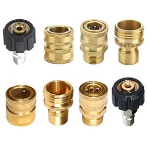 8pcs pressure washer adapter kit,garden hose quick connect fittings,m22 swivel to 3/8” quick connect, 3/4″ to quick release