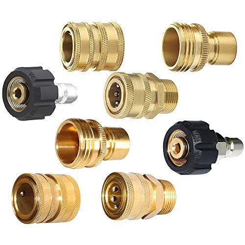 8pcs Pressure Washer Adapter Kit,Garden Hose Quick Connect Fittings,M22 Swivel to 3/8'' Quick Connect, 3/4" to Quick Release