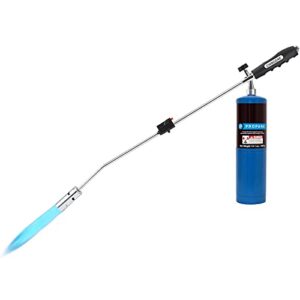 weed torch propane burner, 50,000btu blow torch, gas vapor, self igniting, ergonomic anti-slip handle, with trigger start and flame control valve(fuel not included)