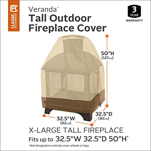 Classic Accessories Veranda Water-Resistant 32.5 Inch Outdoor Fireplace Cover, Patio Furniture Covers