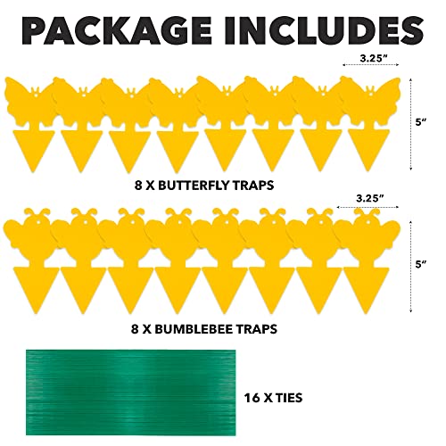 Fungus Gnat Sticky Traps For Plants. 16 Pack Gnat Traps with Ties. Yellow Sticky Traps for Gnats, Bugs, Flying Insects. Outdoor Gnat Killer For House. Knit Sticky Fruit Fly Traps for Indoor Houseplant