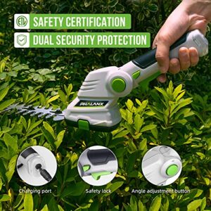 Cordless Grass Shears 2-in-1 Handheld Hedge Trimmer,7.2V Electric Grass Trimmer Turnable Handle, Rechargeable Lithium-Ion Battery and Charger Included for Lawn/Garden