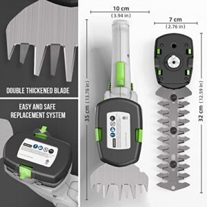 Cordless Grass Shears 2-in-1 Handheld Hedge Trimmer,7.2V Electric Grass Trimmer Turnable Handle, Rechargeable Lithium-Ion Battery and Charger Included for Lawn/Garden