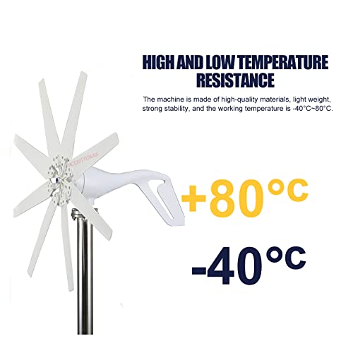 HUIZHITENGDA 2000W White Turbine Wind Turbine Generator Kit, 12V/24V/48V No Noise Vertical Wind Turbine Generator with Controller for Home Use for Outdoor Gardens (White),48v