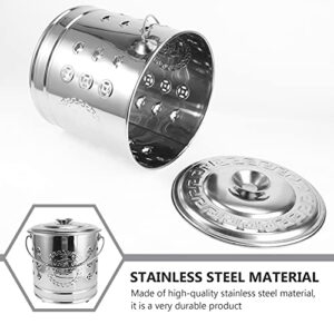 Housoutil 1PC Stainless Steel Paper Burn Barrel with Hook, Burn Barrel Incinerator Cage Can with Lid, Joss Paper Money Incinerator Can for Garden Paper Leaf Trash Backyard Bonfire 9.43X7.86inch.