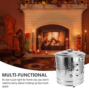 Housoutil 1PC Stainless Steel Paper Burn Barrel with Hook, Burn Barrel Incinerator Cage Can with Lid, Joss Paper Money Incinerator Can for Garden Paper Leaf Trash Backyard Bonfire 9.43X7.86inch.