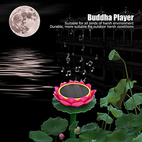 Tnfeeon Buddha Player,Pink Flower Style Solar Energy Charging Rainproof Sing Machine Ground Zombie Scripture Chanting Machine for Household Temple Outdoor Garden