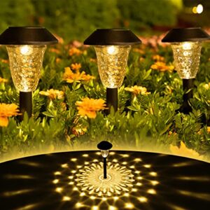 gisanty solar pathway lights, 12 pack solar garden lights，ip44 solar outdoor waterproof lights cold white light auto on/off solar powered landscape lights decoration for patio，walkway，yard，driveway