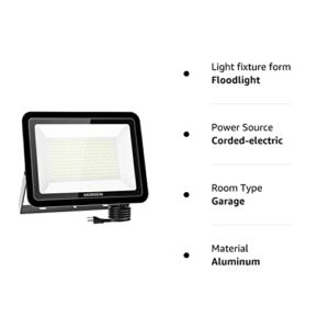 MORSEN 300W LED Flood Light, 30000lm Super Bright Security Lights, UL Certificated Plug, IP66 Waterproof Outdoor Flood Light, 5000K Daylight White Floodlight for Yard, Garden, Garages