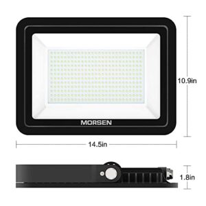 MORSEN 300W LED Flood Light, 30000lm Super Bright Security Lights, UL Certificated Plug, IP66 Waterproof Outdoor Flood Light, 5000K Daylight White Floodlight for Yard, Garden, Garages