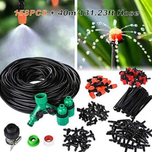 Kavolet Drip Irrigation Kit,131FT Garden Irrigation System, Garden Courtyard Automatic Watering System, Adjustable Watering Sprayer Dripper Kit,for Garden Greenhouse Flower Bed Patio Landscape