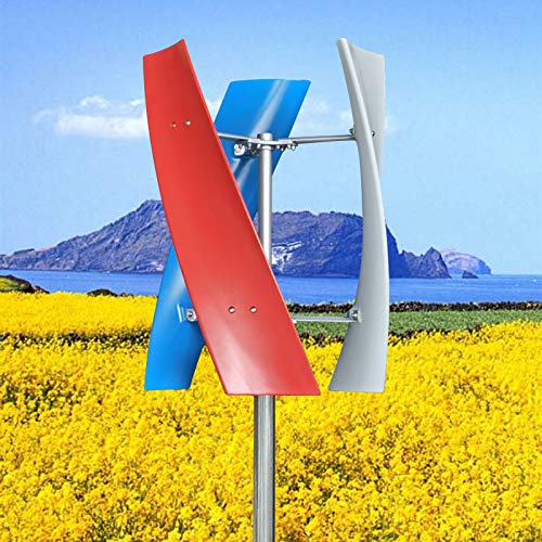 Vertical Wind Power Turbine Generator, 400W 12V 3 Helix Blades Wind Turbine Generator Electromagnetism Control System Wind Generator Power kit for Outdoor Garden