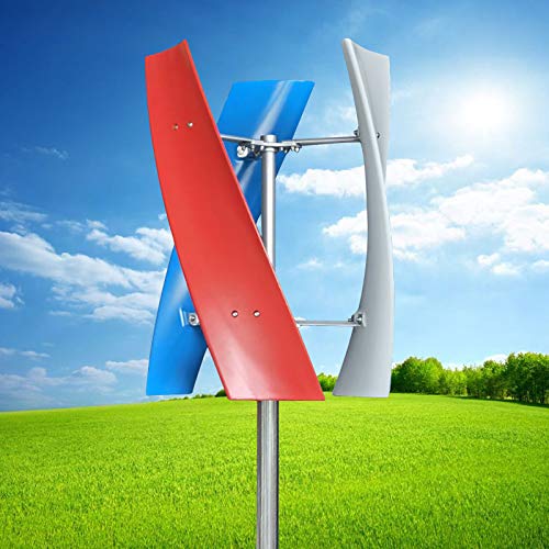 Vertical Wind Power Turbine Generator, 400W 12V 3 Helix Blades Wind Turbine Generator Electromagnetism Control System Wind Generator Power kit for Outdoor Garden