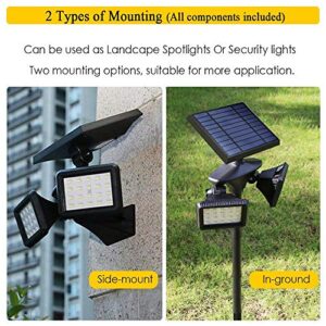 EMANER Motion Sensor Solar Light Outdoor, Dusk to Dawn Wireless Security LED Flood Light, 6000K Very Bright, Solar Powered Landscape Spotlights Waterproof for Garden/Driveway/Porch, (1-Pack)