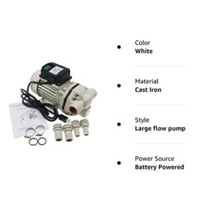 Diaphragm Irrigation Self priming Electric water pump;Large flow pump 10.6 GPM, 115VAC, 23PSI, 14.3lb, Lift 11m, Power 350W (Pump-540B), White, (Pump-540)