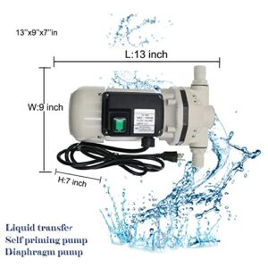 Diaphragm Irrigation Self priming Electric water pump;Large flow pump 10.6 GPM, 115VAC, 23PSI, 14.3lb, Lift 11m, Power 350W (Pump-540B), White, (Pump-540)