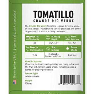 Tomatillo Grande Rio Verde Seeds for Planting Heirloom Non-GMO Seeds for Home Garden Vegetables Makes a Great Gift for Gardening by Gardeners Basics