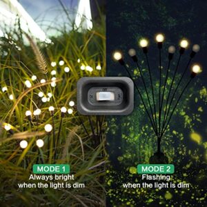 BENJEN 2Pack Dual Mode 8LED Solar Powered Firefly Lights,Starburst Swaying Solar Lights Outdoor Waterproof,Solar Garden Decorative Lights Yard Patio Pathway Decoration, Warm White (2 pcs)