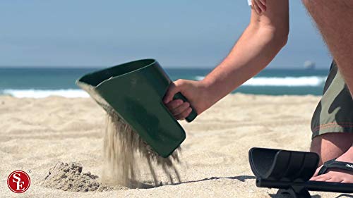 SE 3 Quart Sand Scoop Sifter with 0.5" Holes - Use for Gold and Metal Prospecting, Green