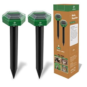 careland mole repellent stakes solar powered ultrasonic gopher deterrent groundhog repeller sonic spikes outdoor vole control chaser for lawn and garden waterproof (2)