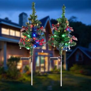 KUKIKUKI Solar Christmas Trees for Outside Decorations - Outdoor Waterproof LED Tree Landscape Lights for Garden Yard Pathway Lawn Outdoor Decoration (Christmas Tree)