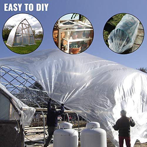 Happybuy Greenhouse Film 8 x 25 ft, Greenhouse Polyethylene Film 6 Mil, Clear Greenhouse Plastic Greenhouse Plastic Film UV Resistant, Polyethylene Film to Keep Warming, Superior Strength